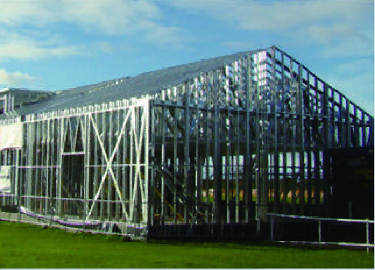 Side view of a light steel building frame