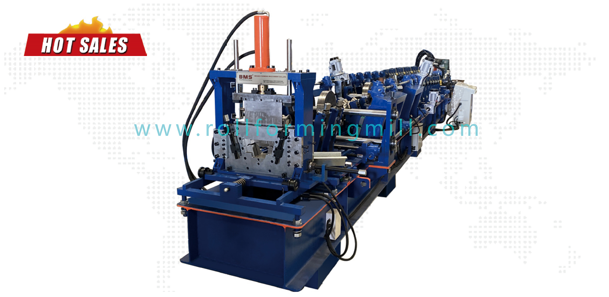Complete BMS hat-profile roll forming machine